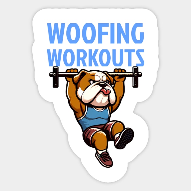 Woofing Workouts: Bulldog's Pull-Up Challenge Sticker by Purrformance Wear